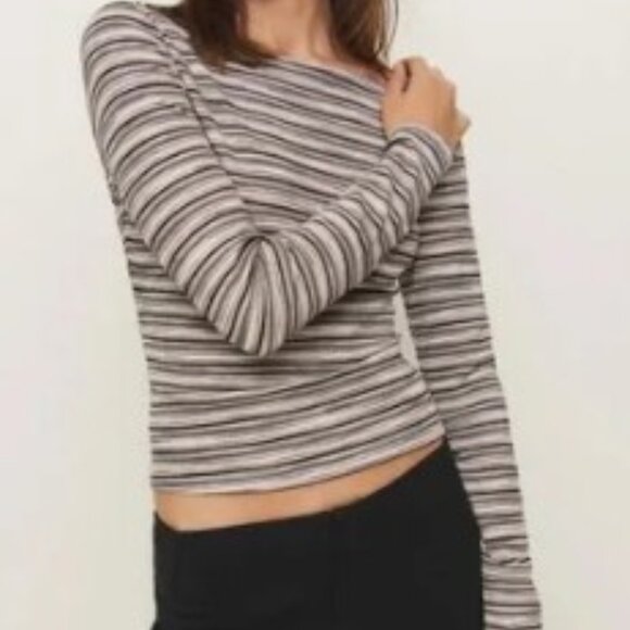 Reformation Wiley Knit Top in Grey Stripe Sz SM - Picture 3 of 7